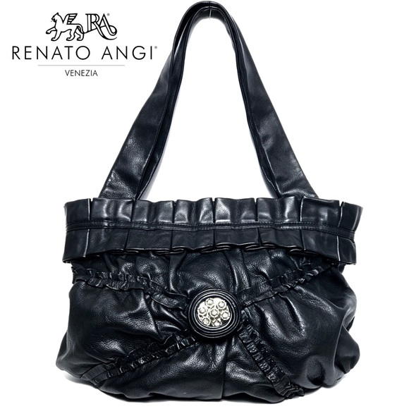Renato Angi Handbags - SOLD! Vintage Renato Angi Genuine  Leather Shoulder Bag w/ Swarovski Crystals
